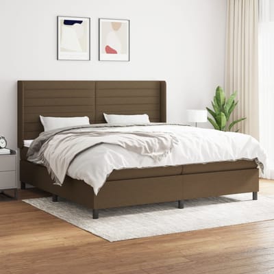 vidaXL - Boxspring - met - matras - stof - donkerbruin - 200x200 - cm