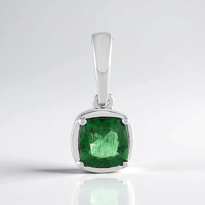 Cavill - Zilveren Hanger met Groene Apatiet 0,932 ct - 925 Sterling Zilver Geplatineerd - Antiek Kussenslijpsel - Handgemaakt Elegant Sieraad 17x8 mm