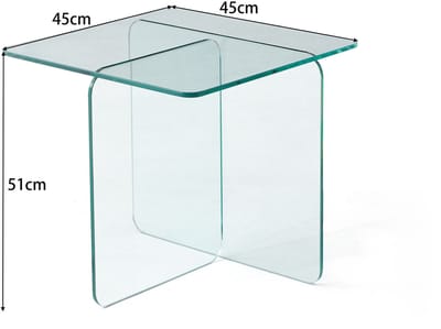 YYchan gebogen glazen bijzettafel van gehard glas - transparant - 45 x 45 x 51 cm