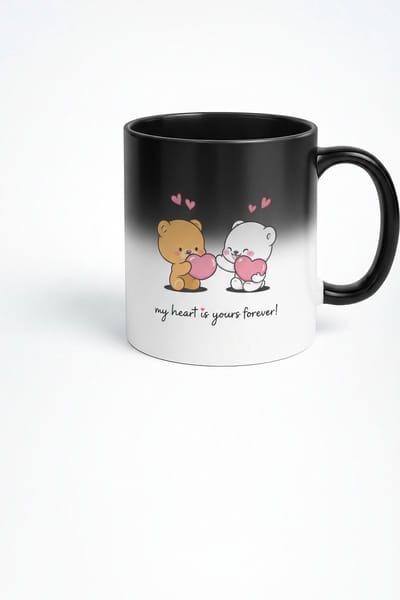 Magische Mok Lieve Beertjes met Hartjes - "My Heart Is Yours Forever" - Warmtegevoelige Romantische Mok