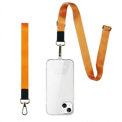 imoshion Universeel verstelbaar telefoonkoord + polsbandje - Telefoon Ketting - GSM Koord - Oranje