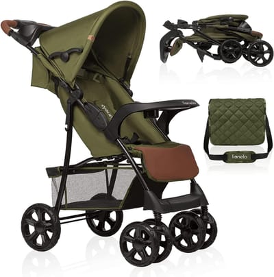 Lichte Inklapbare Buggy met Verstelbare Rugleuning en Voetsteun, Luiertas en Ruime Opbergmand voor Kinderen van 6-36 maanden