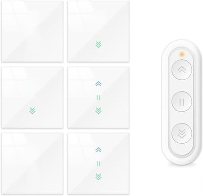 Gordijn Schakelaar - Rolluik Bediening - Slim Huis - App Bediening - 86mm x 86mm - Wit