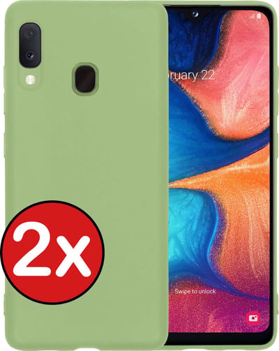 Hoesje - 2 Stuks - Geschikt voor Samsung Galaxy A20e - Sterk & Shockproof - Telefoonhoes - Back Cover - Case Siliconen - Telefoon Hoes - Groen