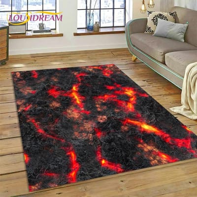 Vulkaan 3D Lava Magma Vloerkleed Tapijt voor Woonkamer Slaapkamer Huisdecoratie, Vloermat Antislip Decoratie voor Bank Keuken Deurmat Cadeau 100x150cm