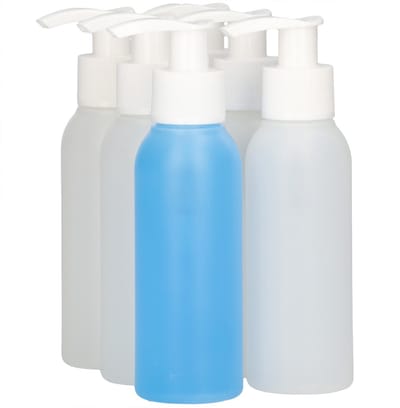 6 x ronde Plastic Fles 100 ml mat doorzichtig + Dispenserpomp - Zeeppomp wit- BPA Vrij - Niet Breekbaar - Plastic Flesjes Navulbaar - Met Dop - Lege Flessen - 6 stuks