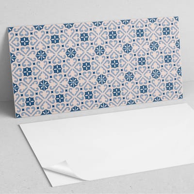 Coloray Wandpanelen Zelfklevend - Patroon met ornamenten op tegels PVC Wandpaneel - 100 cm x 50 cm - Blauw Wandbekleding Zelfklevend - 1 stuk - Texturen Wandpanelen Zelfklevend - Wandpaneel Keuken - Wandpanelen Badkamer