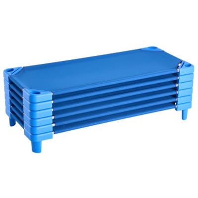 VEVOR Stapelbaar Kinderbedje 6-Pack Draagbare Peuterbedjes, Standaardmaat 130 x 57 x 15 cm, Kinderdagverblijfbedden Kleuterklas voor Slapen en Rusten, Blauw