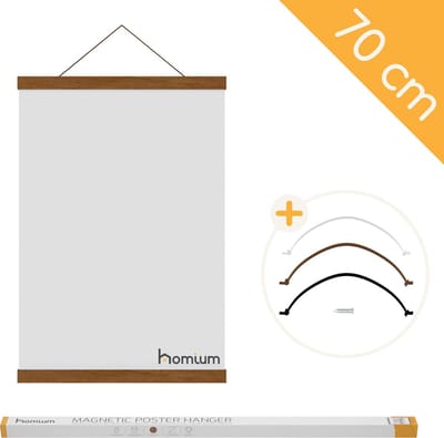 Homium Posterhanger 70 cm - Teak hout - poster ophangsysteem - Posterlijst - Posterhouder