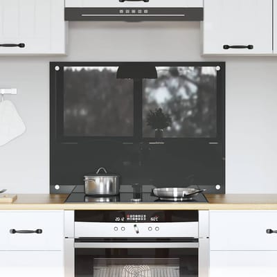 vidaXL - Keukenachterwand - Donkergrijs - 80 - x - 60 - cm - gehard - glas