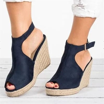 Zomer hoge sleehakken sandalen dames sexy open teen platform sandalen schoenen vrouw espadrilles sandalen 38 blauw