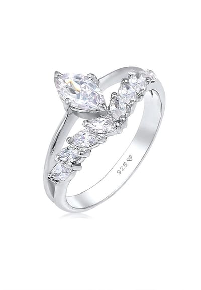 Elli PREMIUM - Ring - Elli PREMIUM Ring Dames Fonkelend Elegant met zirkonia kristallen in 925 sterling zilver Verguld - Dames