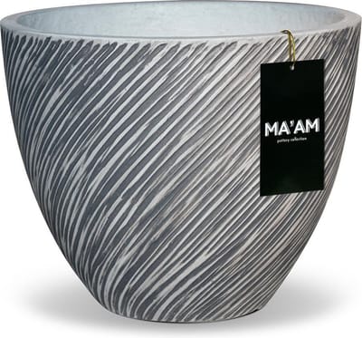 MA'AM Pottery Riley bloempot - D24xH20 - Grijs - Industriële Plantenpot - Afwateringsgat - Vorstbestendig