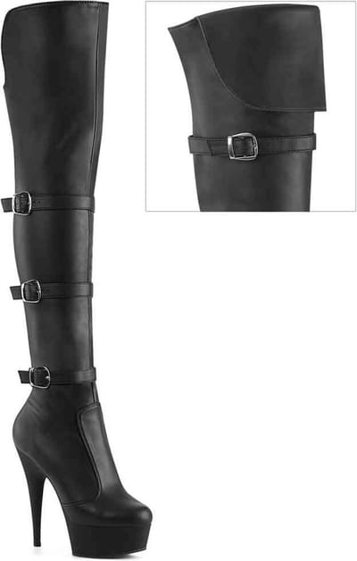 Pleaser - DELIGHT-3018 Plateau overknee Laarzen - US 7 - 37 Shoes - Zwart