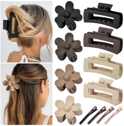 NTH products- Haarclip Antislip - 4 Stuks Bloemvormige Haarclips - 4 Stuks Rechthoekige Haarspelden - Hoogwaardig Kunststof - Geschikt voor Dames en Meisjes - Haarklem