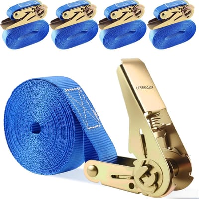 Spanbanden met Ratel - Sjorbanden Vastzetbanden - Lading Zekeren - Hoge Draagkracht - 6 Meter 25mm - Blauw
