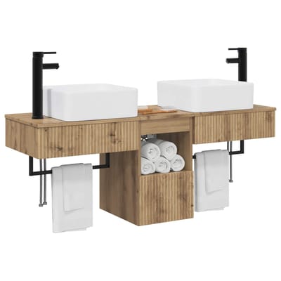 vidaXL - Badkamerkast - set - 3 - st - Artisanaal - eiken - 136 - x - 35 - x - 80 - cm