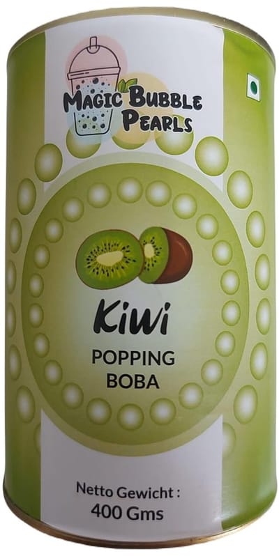 Magic Bubble Pearls – Kiwi Popping Boba, 400g | Poppende Vruchtparels met Kiwismaak voor Bubble Tea, Mocktails, IJs & Meer met Kajal Sticker