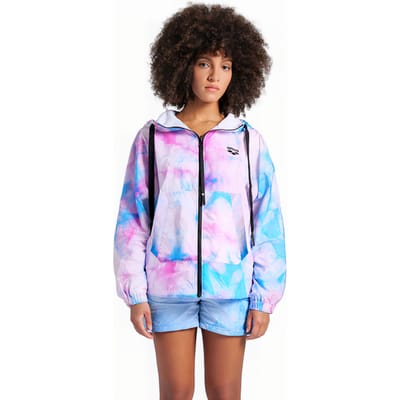 Arena Women's Hooded Jacket Mph Cyan Multi Tie&dye Maat: S | Jassen Outlet | Dames | Roze