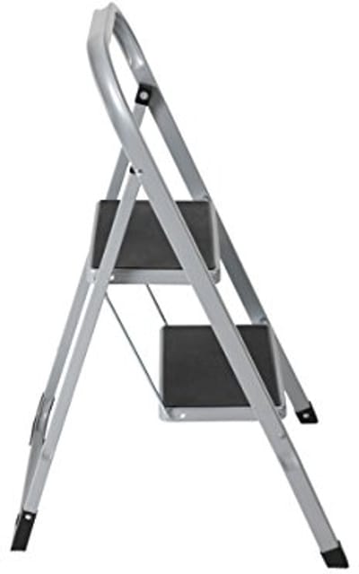 Opklapbare Trapladder 2 Treden met Rubberen Treden en Veiligheidsbeugel - Max. Belastbaarheid 150kg