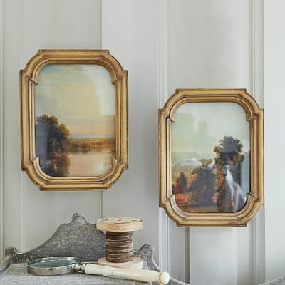 LOBERON Schilderij set van 2 Fleuroix antiekgoudkleurig