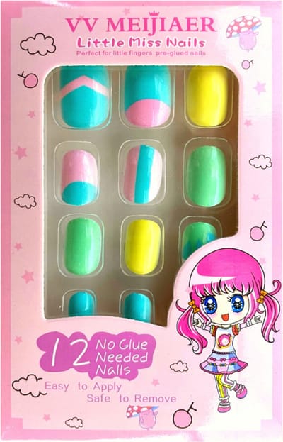 Plaknagels | Valse Nagels voor Kinderen | Geen Lijm Nodig | Plakstrip | Meloen