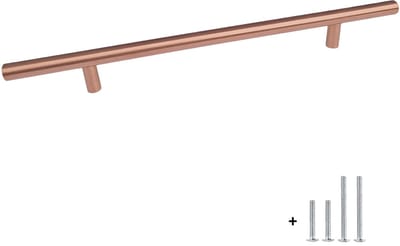 HOEXS Ronde Handgreep Rose Gold – 30cm | 192mm Hartafstand – Extra Lange Keukengreep Rose Goud