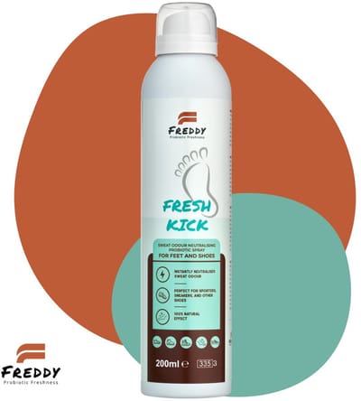 FREDDY's natuurlijke spray tegen zweetvoeten 200ml Voor voeten, sneakers, sportschoenen, skilaarzen, werkschoenen - Probiotica voetspray tegen zweetvoeten - Voetdeodorant - Schoendeodorant - Stop stinksokken en zweetgeur - Ook voor steunzolen