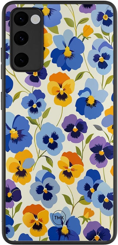 Hoesje geschikt voor Samsung Galaxy S20 FE - Viooltjesmix bloemen - Paars - TPU case - Marmer - Hardcase zwart telefoonhoesje