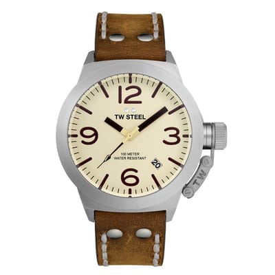 TW Steel TWCS100 Canteen Steel Bruin leer 45mm