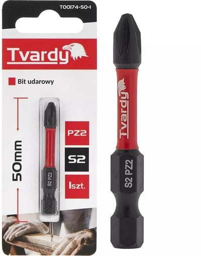 Tvardy Impact bit PZ2 - 50mm - S2 staal - Magnetische punt - Voor impactdrivers