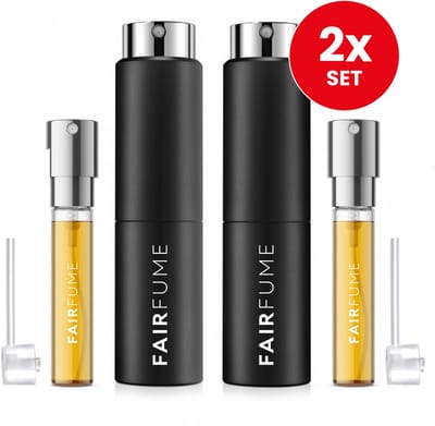 Fairfume Mystery Parfum voor Heren – Set van 2 Refillable Travel Sprays – Langhoudende Geur – Inclusief 2x 5ml Navullingen + Pompje – Ideaal voor Reizen – Blauw