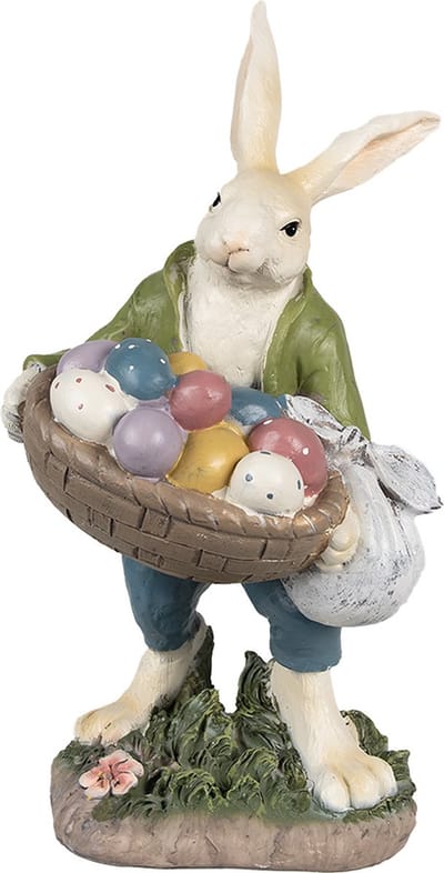 Clayre & Eef Beeld Konijn 32 cm Beige Groen Polyresin