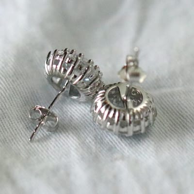 100 %925 Sterling Zilver Witte Diamant Sieraden Stud Oorbel Voor Vrouwen Rond Boheems Zilver 925 Sieraden Diamant Stud Oorbel Meisje gray