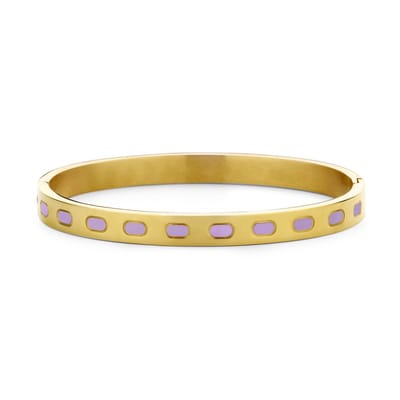 CO88 Collection 8CB-91205 Stalen Armband met Emaille - Bangle - 6mm - 58x49mm - Staal - Paars - Goudkleurig