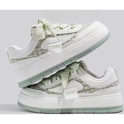 Chaussures à Semelle Épaisse Femme Printemps et Automne Nouvelles Ins Tendance Polyvalentes Décontractées Étudiantes Chaussures Blanches 40 vert