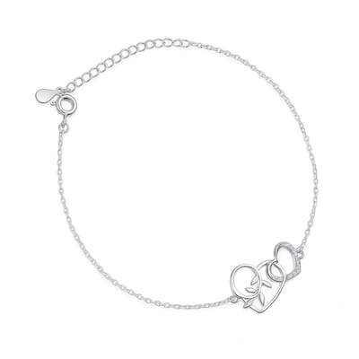 Zilveren hart armband met zirkonia – verstelbare ketting voor dames – echt zilver