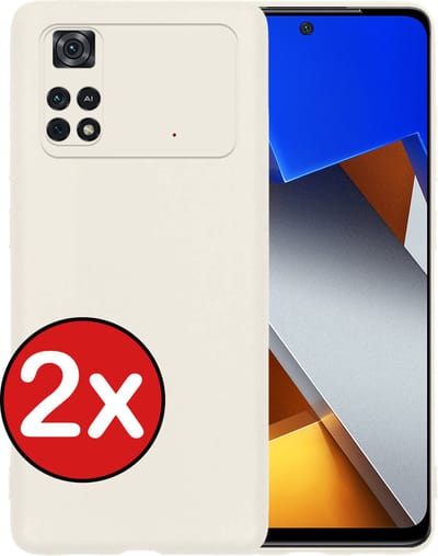 Hoesje - 2 Stuks - Geschikt voor Xiaomi Poco X4 Pro 5G - Sterk & Shockproof - Telefoonhoes - Back Cover - Case Siliconen - Telefoon Hoes - Wit