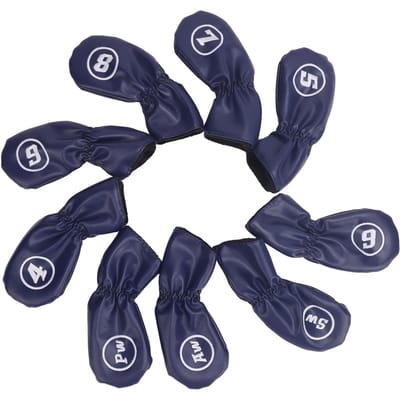9 stuks Golfclubhoes PU Leer Stijlvolle Draagbare Golfhoofdbedekking voor IJzeren Driver Clubs Donkerblauw donkerblauwe kleur
