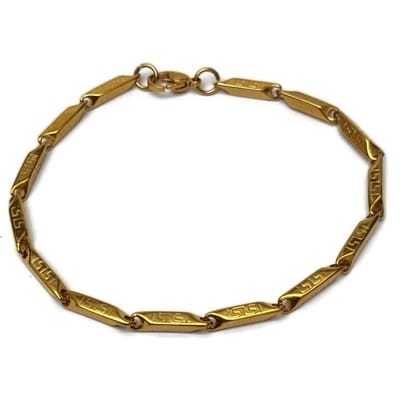 Aramat Jewels | Armbanden | RVS Schakel Armband Grieks Motief goudkleur | | | |3mm | Staal | Volwassenen | Verkleurd niet