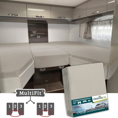 Dexitex Hoeslaken ZANDKLEUR 3 delige set / Camper /Lengtebedden / enkele bedden