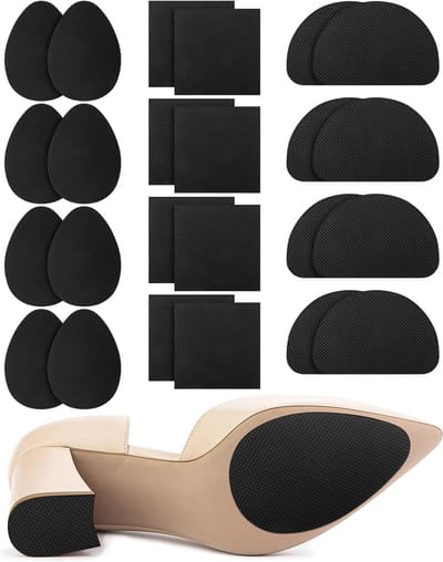 24 stuks rubberen zolen om op te plakken, antislip schoenzolen, reparatie, zelfklevend, dikke zoolbescherming, antislipzool, pads voor hoge hakken, laarzen, sandalen, herenschoenen, zelfklevende antislip stickers (3 stijlen, zwart)| Cyslmuk®