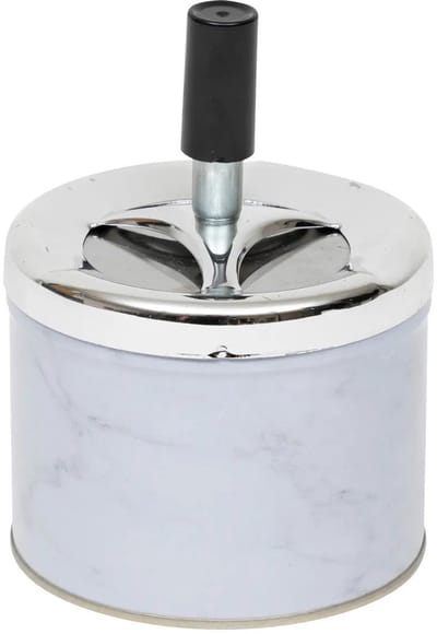 Atmosphera Asbak met draai mechaniek - marmerlook wit - D9.5 cm - metaal - voor binnen/balkon/serre
