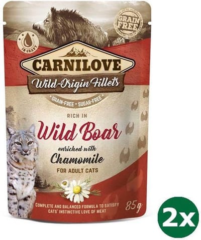 Carnilove pouch wild boar kattenvoer 2x 24x85 gr