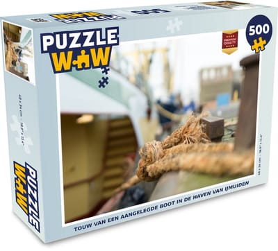 Puzzel Touw van een aangelegde boot in de haven van IJmuiden - Legpuzzel - Puzzel 500 stukjes