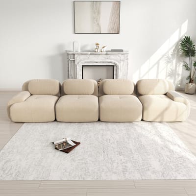 4-zits zachte corduroy sofa stof - frameloze sofa - huisdiervriendelijk en ergonomisch - slaapkamer en kantoor - beige