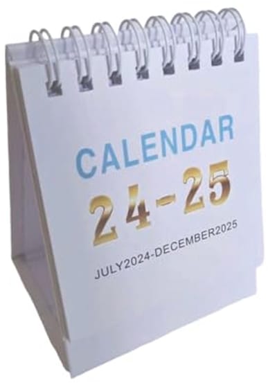 Kleine Bureau Kalender 2024-2025 - Staande Spiraal Mini Kalender voor Kantoor en Thuis