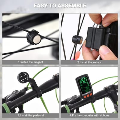 Draadloze Digitale Fietscomputer Snelheidsmeter Kilometerteller met Oplaadbare Batterij Achtergrondverlichting Fiets Stopwatch zwart