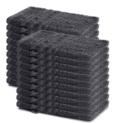 Lavea® Set van 20 washandjes 15x21 cm – 100% katoen – Zacht en absorberend – Ideaál als washandje, gastendoekje of handdoek voor dagelijks gebruik – Antraciet