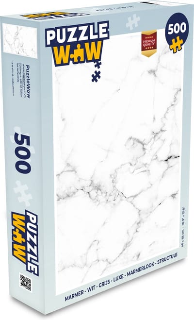 Puzzel Marmer - Wit - Grijs - Luxe - Marmerlook - Structuur - Legpuzzel - Puzzel 500 stukjes